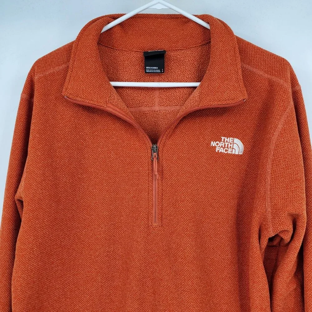 The North Face Orange Men's Long Sleeve 1/4‎ Zip Pullover Winter Shirt Large